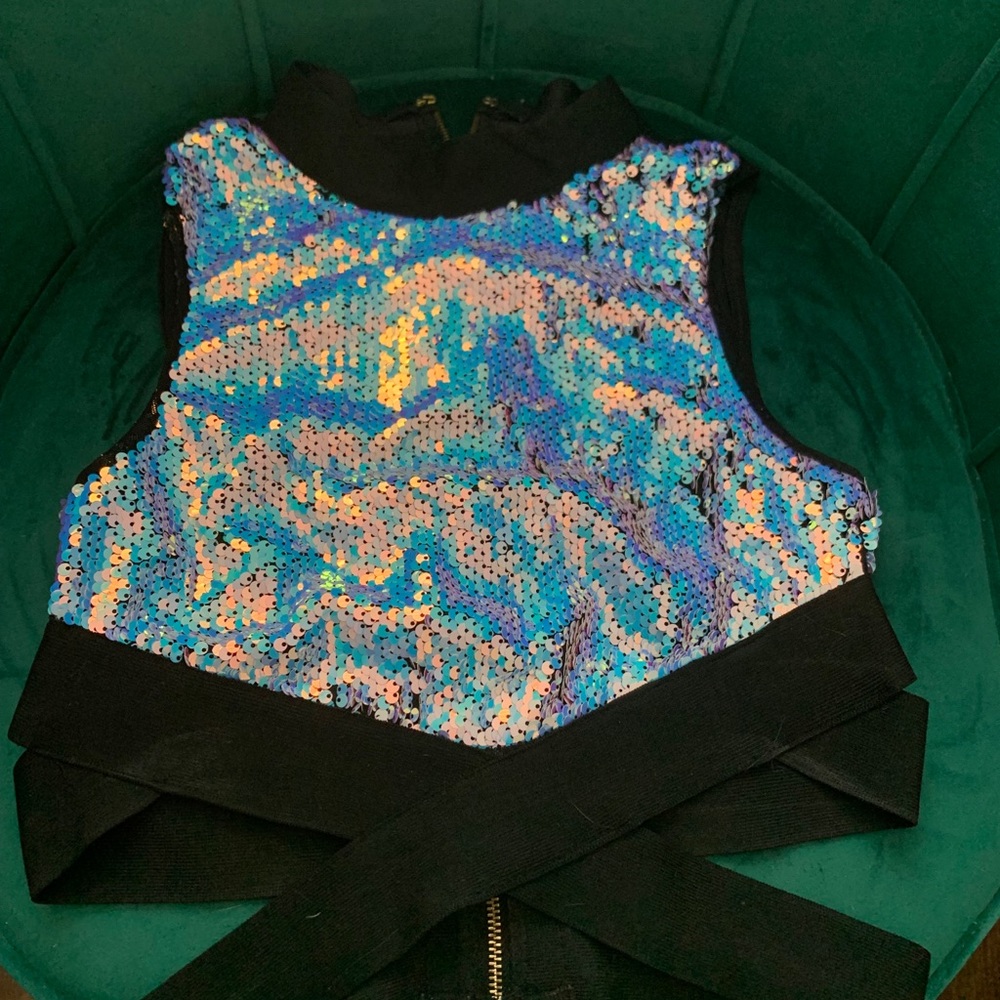Reversible sequin festival top